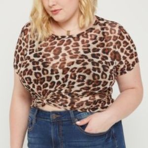 Rue 21 Semi Sheer Mesh Leopard Print Shirt 3X